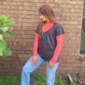 Red Mesh Layering Shirt